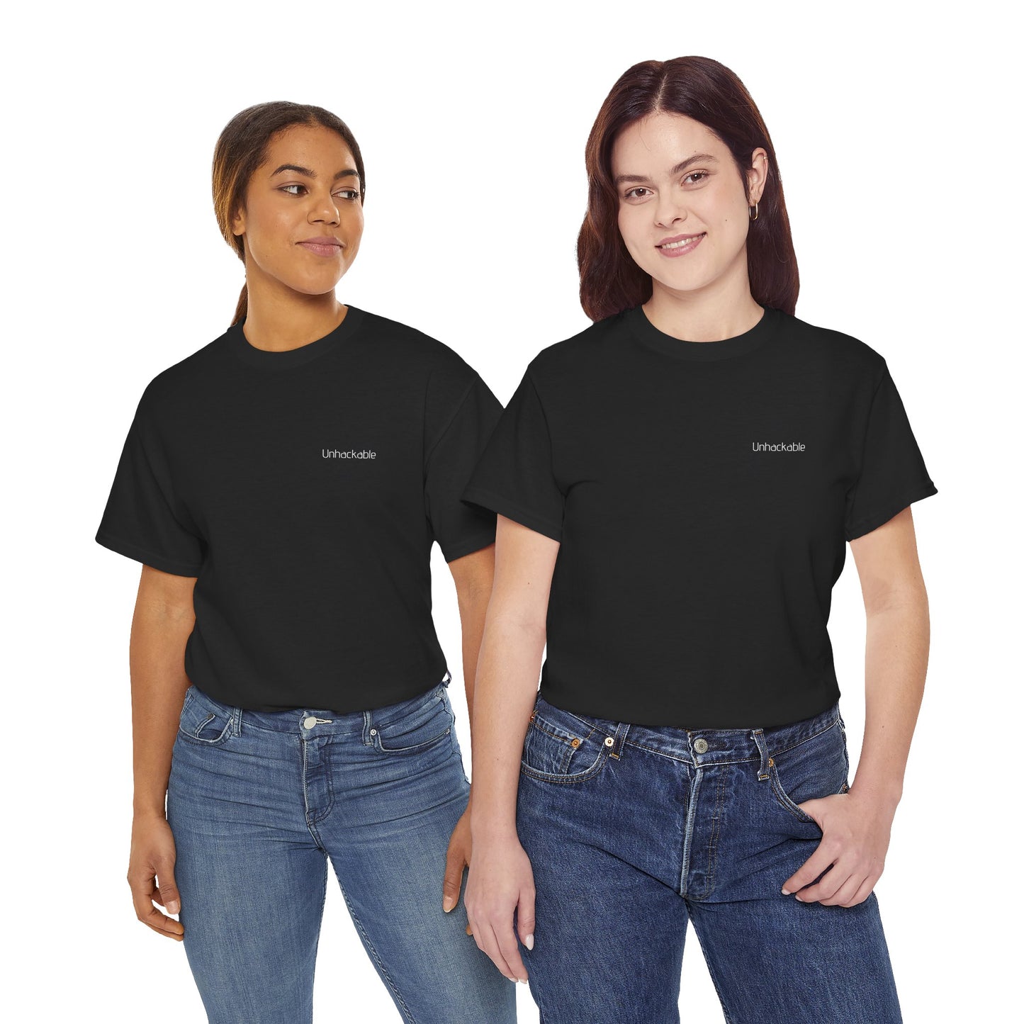 Unisex Heavy Cotton Tee – ‘UNHACKABLE.’ Cyber Shield Graphic Shirt 🔒⚡