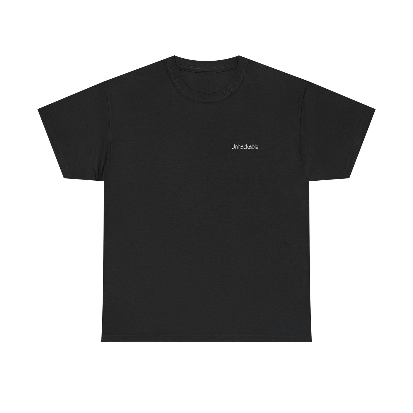 Unisex Heavy Cotton Tee – ‘UNHACKABLE.’ Cyber Shield Graphic Shirt 🔒⚡